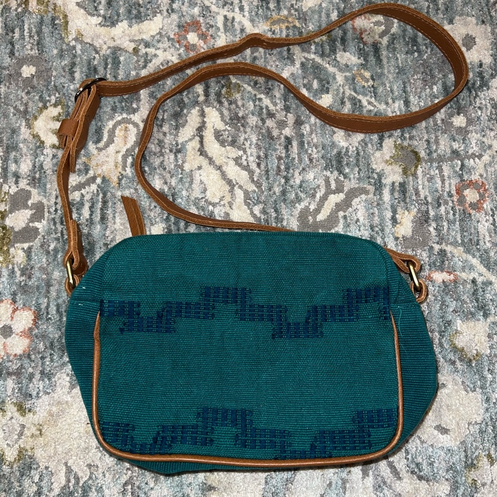 Cotton and Leather Crossbody Camera Bag